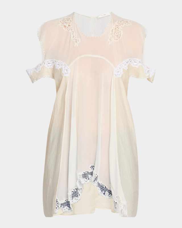 Desy Lace Cold-Shoulder Top